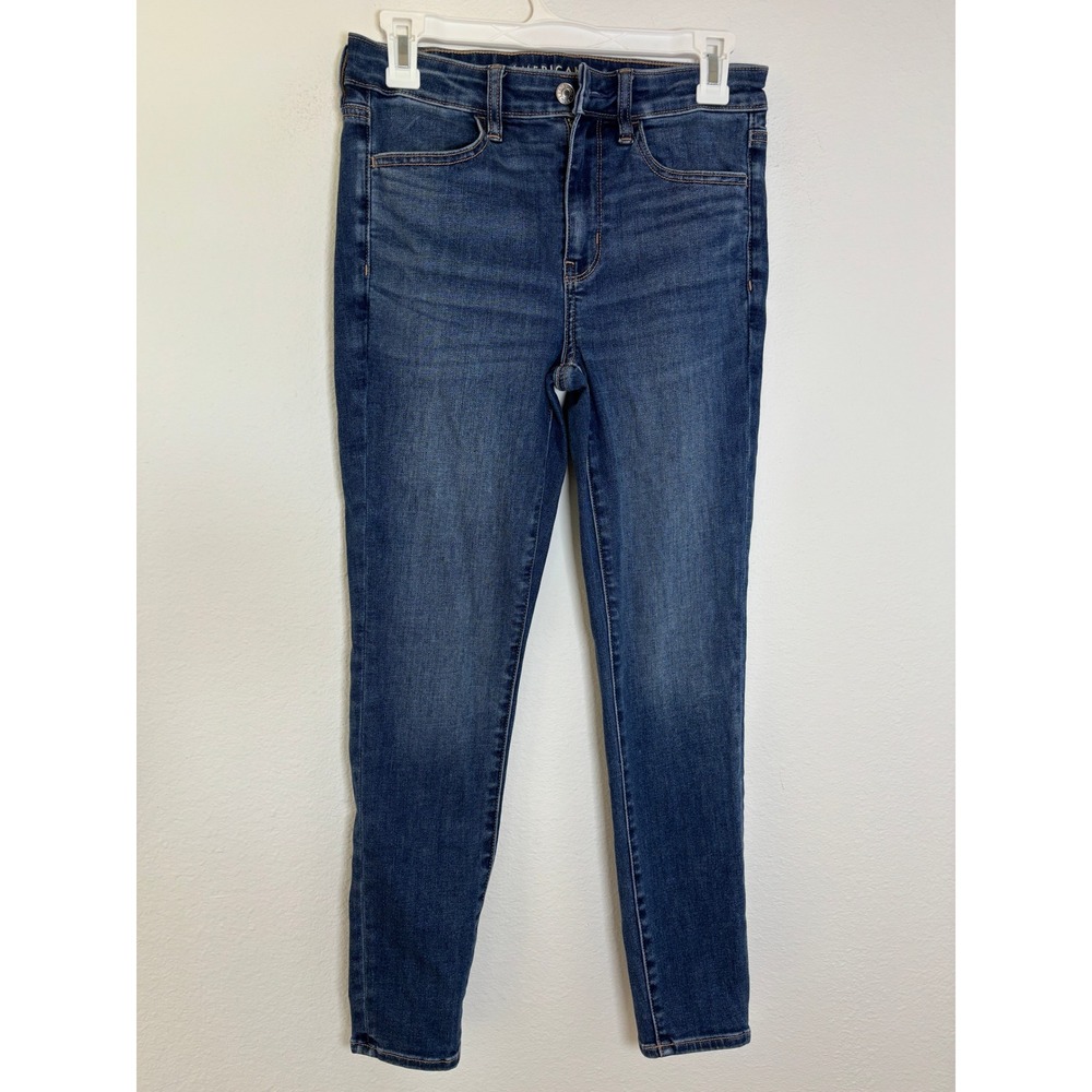 American Eagle Skinny Jeans Womens 6 Short Blue Denim High Rise Stretch Wash